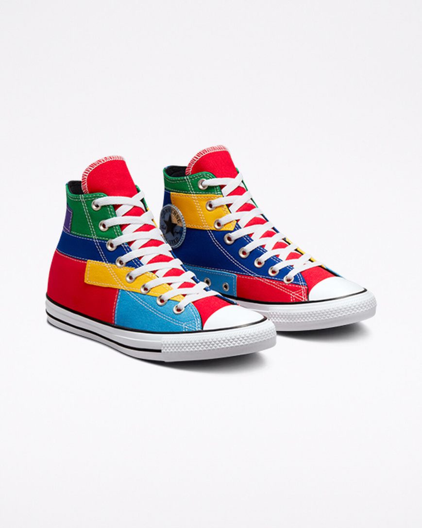 Tenisi Inalti Barbati Converse Chuck Taylor All Star Patchwork Rosii Albastri | RO EKIZC631